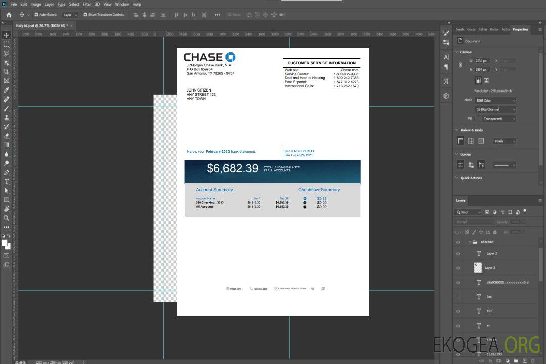 Modèle Word et PDF de relevé bancaire USA Chase, version 2 template Modèle Word et PDF de relevé bancaire USA Chase, version 2 template